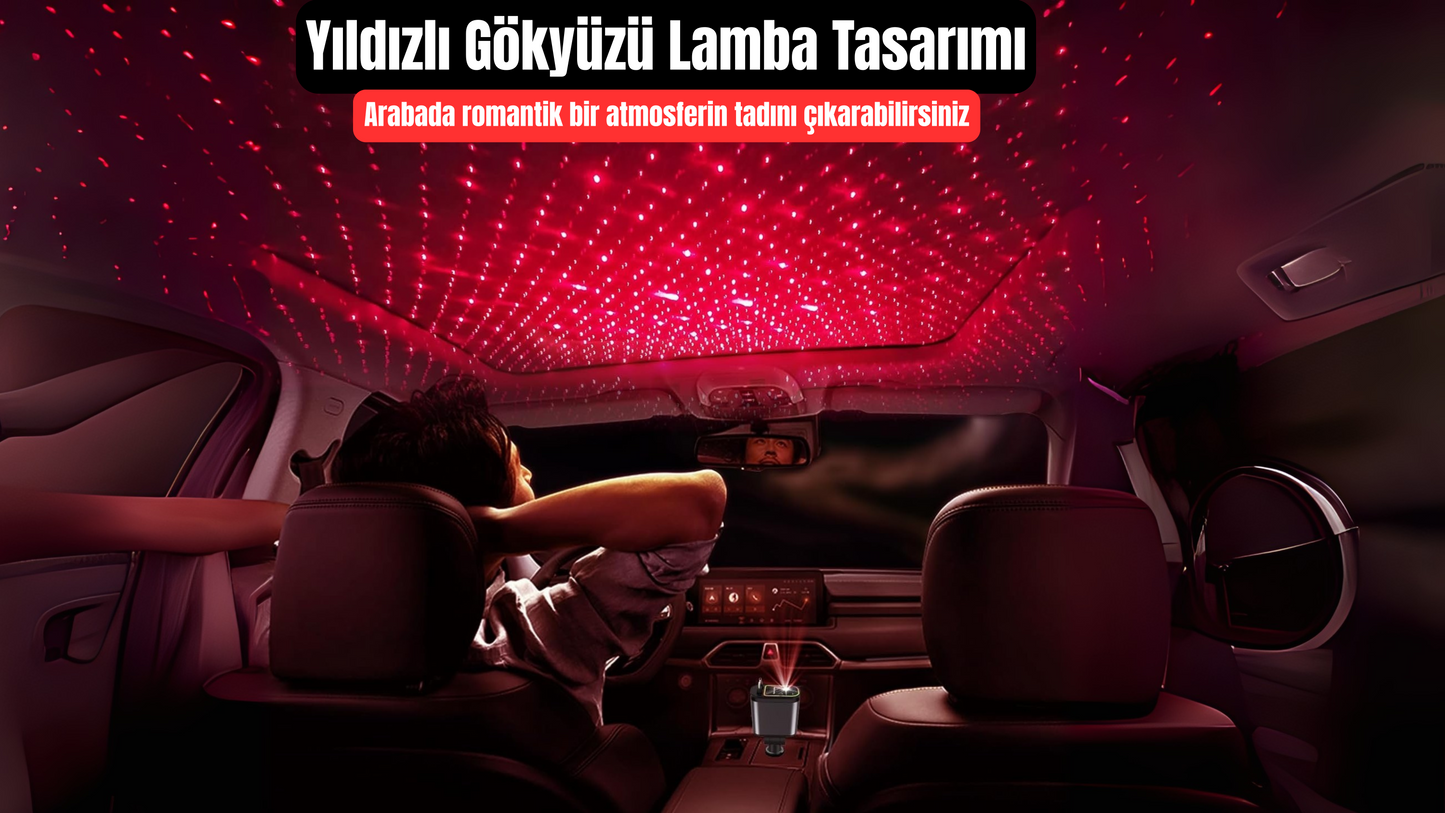 Tavan Aydınlatmalı 4N1 Araç içi Çift Yönlendirici Hızlı Şarj